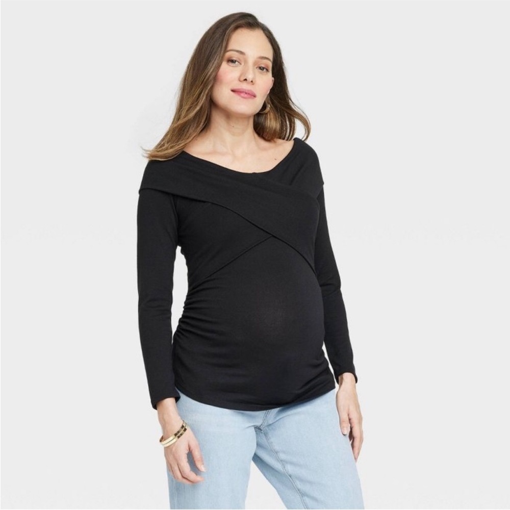 NWT Isabel Maternity by Ingrid & Isabel Top Size XXL Long Sleeve Black - Picture 2 of 4